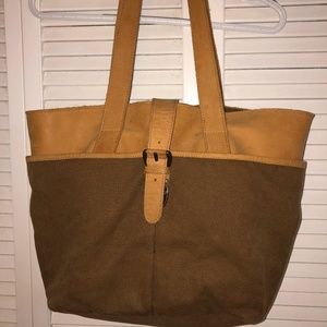 LL BEAN WAXED CANVAS TOTE BAG